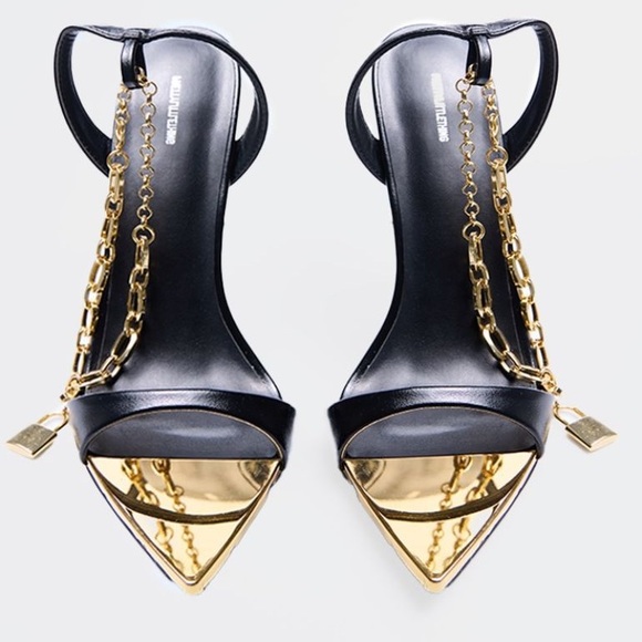 PrettyLittleThing Black and Gold Heels - Picture 6 of 6